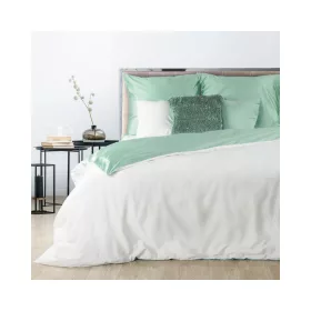   Nova3 pamut-szatén kétoldalas ágyneműhuzat Fehér/menta 160x200 cm - 70x80 cm 2db