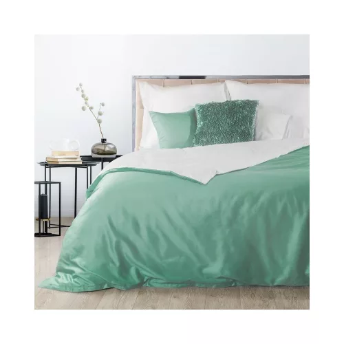 Nova3 pamut-szatén kétoldalas ágyneműhuzat Fehér/menta 220x200 cm - 70x80 cm 2db