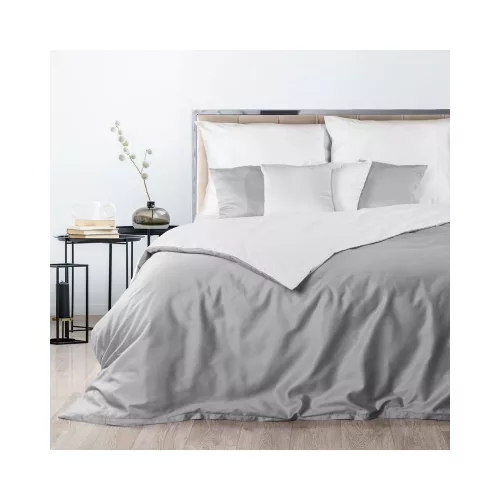 Nova3 pamut-szatén kétoldalas ágyneműhuzat Fehér/ezüst 140x200 cm - 70x80 cm 1db