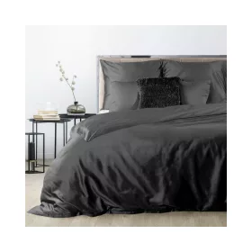   Dina egyszínű pamut-szatén ágyneműhuzat Fekete 140x200 cm - 70x80 cm 1db