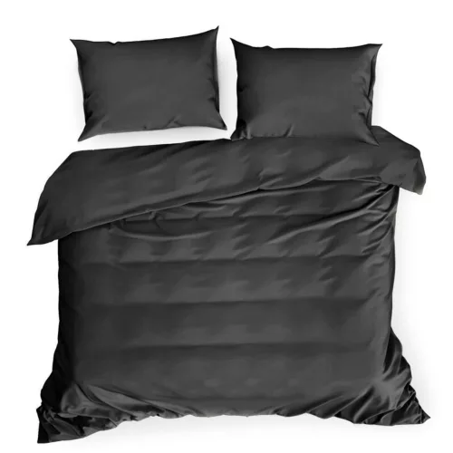 Dina egyszínű pamut-szatén ágyneműhuzat Fekete 220x200 cm - 70x80 cm 2db