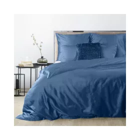   Dina egyszínű pamut-szatén ágyneműhuzat Sötétkék 160x200 cm - 70x80 cm 2db