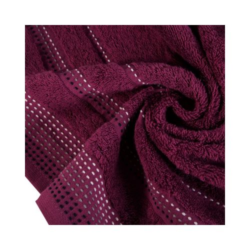 Pola csíkos törölköző Burgundi lila 50x90 cm