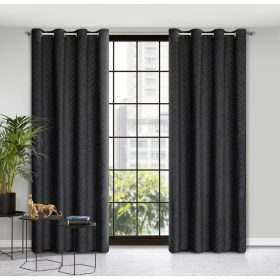   Isla áttört geometriai mintás bársony függöny Fekete 140x250 cm