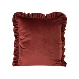   Bársony párnahuzat fodros szegéllyel Téglavörös 45x45 cm