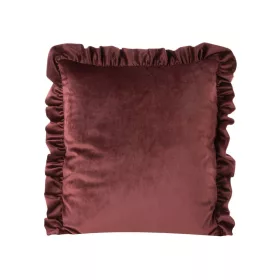 Bársony párnahuzat fodros szegéllyel Piros 45x45 cm