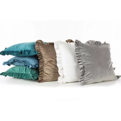 Bársony párnahuzat fodros szegéllyel Piros 45x45 cm