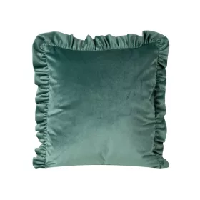   Bársony párnahuzat fodros szegéllyel Sötét Menta 45x45 cm