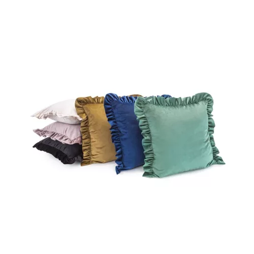 Bársony párnahuzat fodros szegéllyel Sötét Menta 45x45 cm