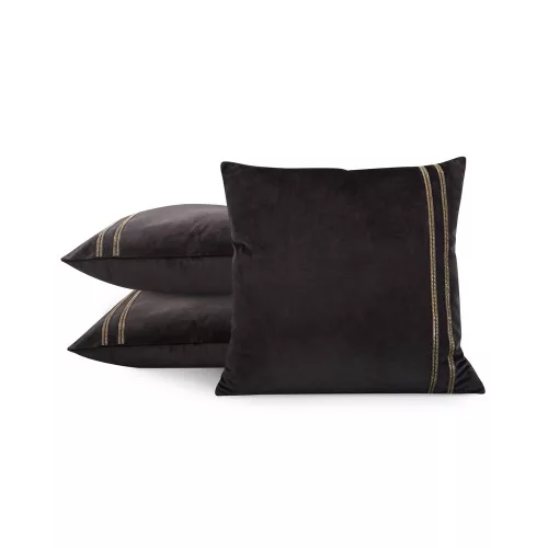 Velvet31 bársony párnahuzat apró köves díszcsíkkal Krémszín 45x45 cm