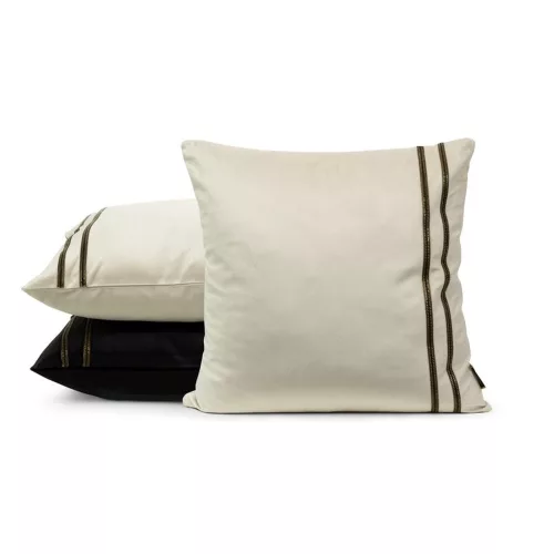 Velvet31 bársony párnahuzat apró köves díszcsíkkal Krémszín 45x45 cm