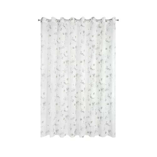 Bessy mintás dekor függöny Fehér/szürke/olívazöld 350x250 cm