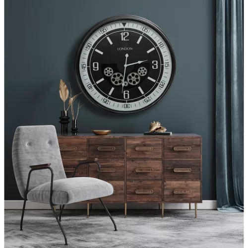 Vintage falióra Fekete 59x11x59 cm