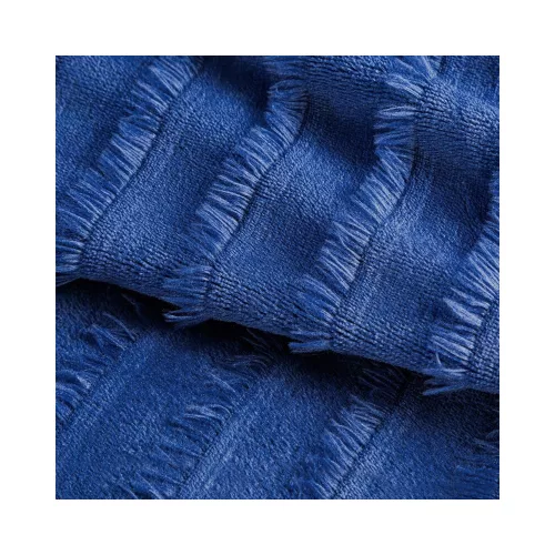 Emi puha plüss pléd rojtos csíkozással Gránátkék 150x200 cm