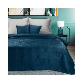   Luiz4 bársony ágytakaró halszálka mintával  Gránátkék 170x210 cm