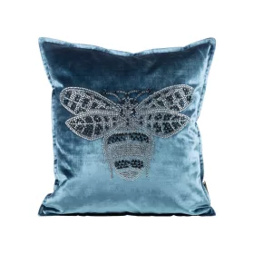   Royal2 bársony párnahuzat méh mintás cirkónia díszítéssel Kék 45x45 cm