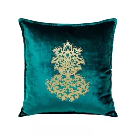   Royal4 bársony párnahuzat arany színű díszítéssel Sötét türkiz 45x45 cm