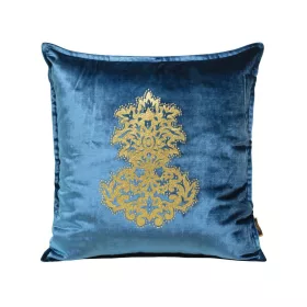   Royal4 bársony párnahuzat arany színű díszítéssel Kék 45x45 cm