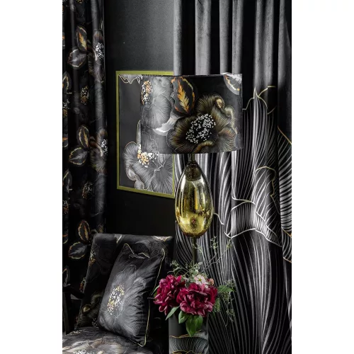Peonia2 bársony sötétítő függöny Fekete 140x250 cm