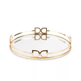   Andora tükrös dísztálca art deco peremmel Arany 35x35x6 cm