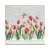 Stella csipke vitrázs függöny tulipán mintával Fehér/piros 30x150 cm
