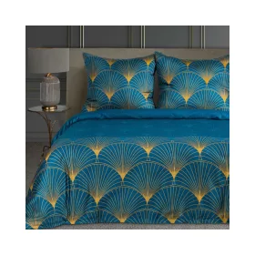   Lotos1 prémium ágyneműhuzat Sötétkék/mézsárga 160x200 cm - 70x80 cm 2db