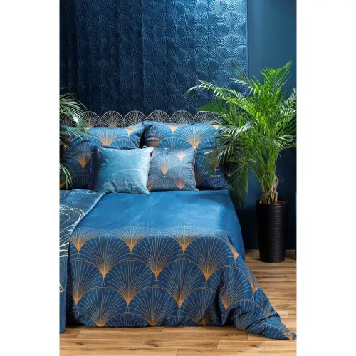 Lotos1 prémium ágyneműhuzat Sötétkék/mézsárga 160x200 cm - 70x80 cm 2db