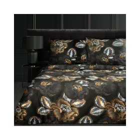   Peonia2 prémium ágyneműhuzat Fekete/narancssárga 160x200 cm - 70x80 cm 2db