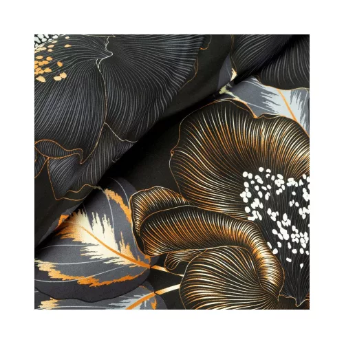 Peonia2 prémium ágyneműhuzat Fekete/narancssárga 160x200 cm - 70x80 cm 2db