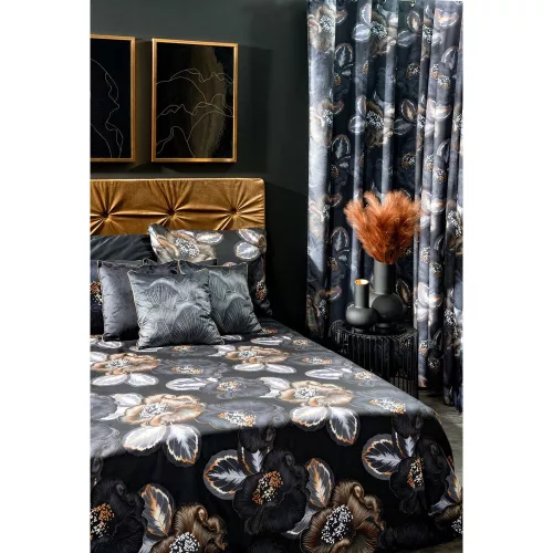 Peonia2 prémium ágyneműhuzat Fekete/narancssárga 160x200 cm - 70x80 cm 2db