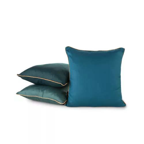 Premium mako-szatén párnahuzat Sötét türkiz/arany 45x45 cm