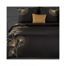   Haft2 hímzett pamut-szatén ágyneműhuzat Fekete 160x200 cm - 70x80 cm 2db