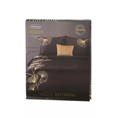 Haft2 hímzett pamut-szatén ágyneműhuzat Fekete 160x200 cm - 70x80 cm 2db