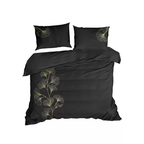Haft2 hímzett pamut-szatén ágyneműhuzat Fekete 160x200 cm - 70x80 cm 2db