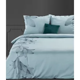   Haft7 hímzett pamut-szatén ágyneműhuzat Acélszürkekék 160x200 cm - 70x80 cm 2db
