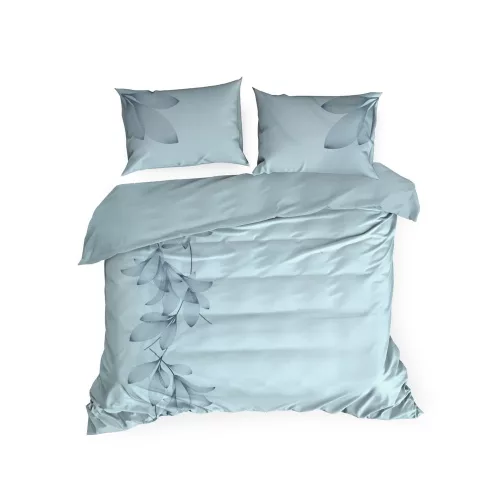 Haft7 hímzett pamut-szatén ágyneműhuzat Acélszürkekék 160x200 cm - 70x80 cm 2db