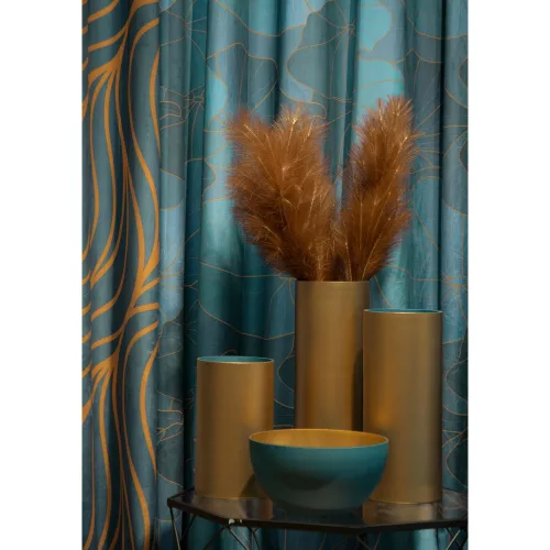 Lotos9 üveg tál Türkiz/arany 25x13 cm