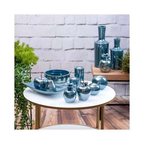 Simona2 dekoratív kerámia tál Türkiz 20x20x10 cm