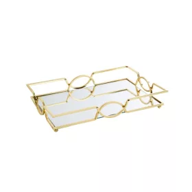   Leta2 tükrös dísztálca art deco peremmel Arany 26x38x6 cm
