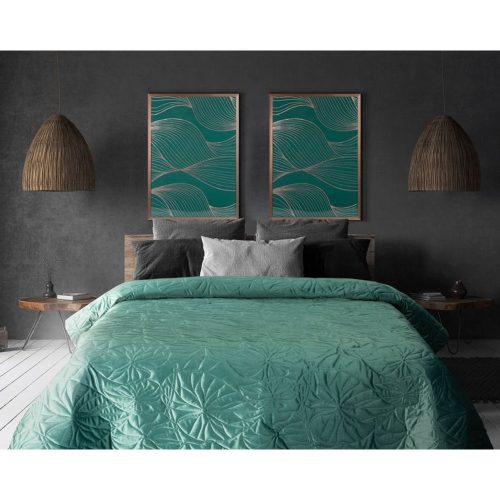 Salvia1 bársony ágytakaró Szürkészöld 280x260 cm