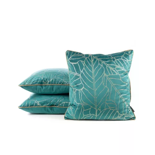 Lili1 bársony párnahuzat Türkiz/arany 45x45 cm