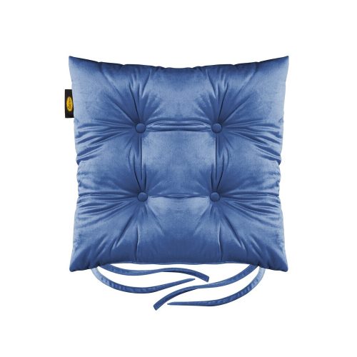 Ülőpárna megkötővel bársony szövetből Kék 40x40x8 cm