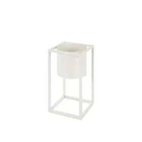   Szögletes keretű fém virágtartó állvány Fehér 15x30 cm