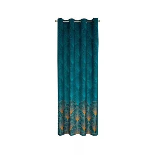 Lotos1 bársony sötétítő függöny Türkiz/mézsárga 140x250 cm