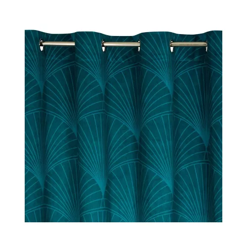 Lotos1 bársony sötétítő függöny Türkiz/mézsárga 140x250 cm