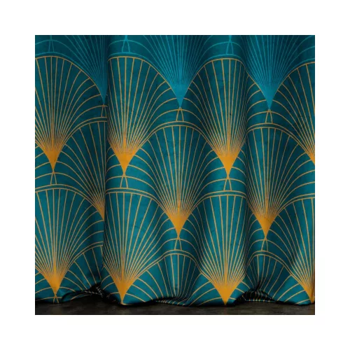 Lotos1 bársony sötétítő függöny Türkiz/mézsárga 140x250 cm