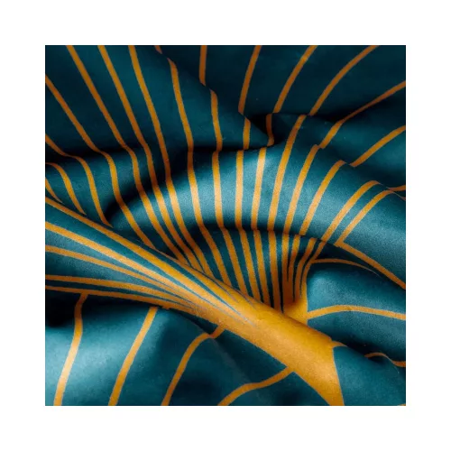 Lotos1 bársony sötétítő függöny Türkiz/mézsárga 140x250 cm
