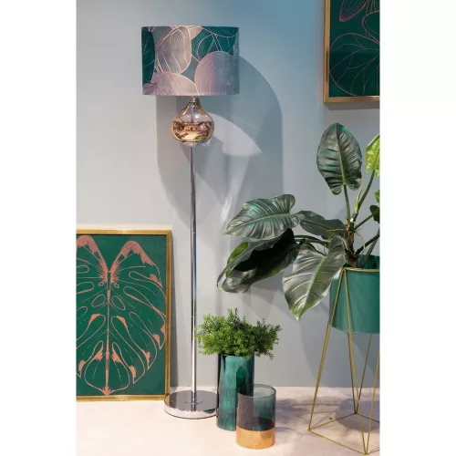 Salvia4 állólámpa bársony búrával Szürkészöld/tejfehér 43x157 cm