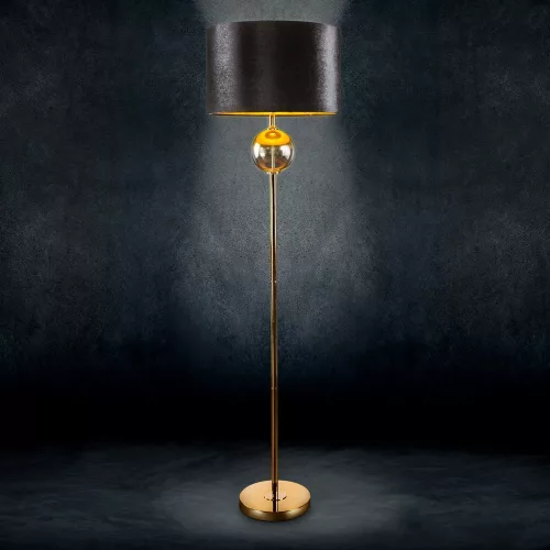 Kaja 02 állólámpa bársony búrával Fekete/arany 43x157 cm