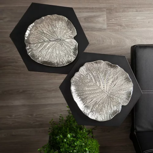 Kalina dekoratív kerámia tál Ezüst 33x33x2 cm